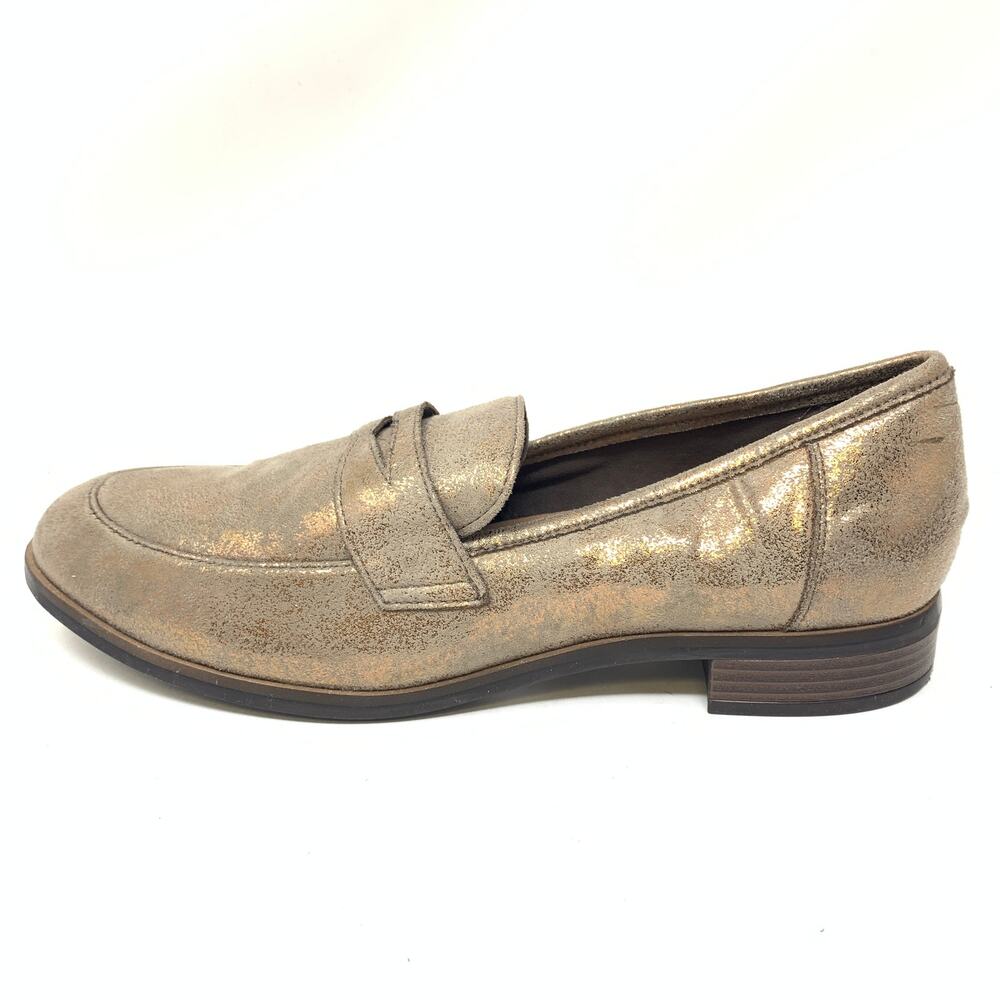 Clarks Metallic Gold Penny Loafers